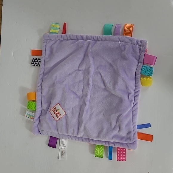 Taggies Pink & Purple Floral Fleece Security Blanket / Lovey with Silicone Tags - Picture 2 of 7